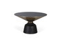 GINER Y COLOMER Table basse en verre trempé avec structure en aluminium - Noir et doré - Diamètre 76 cm, Hauteur 44 cm - Design contemporain pour salon